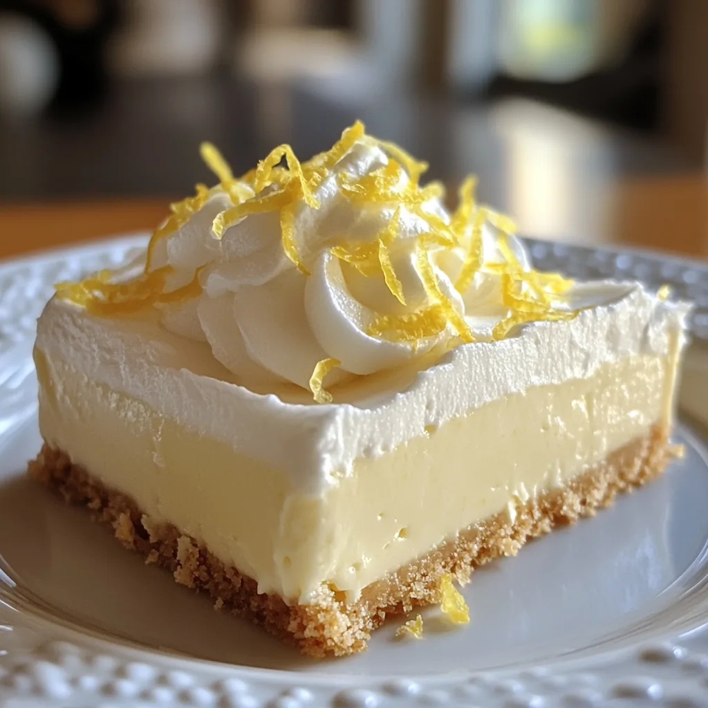 No-Bake Lemon Cheesecake Bars: Creamy, Zesty, and Effortless strawberry lemonade bars No-bake lemon cheesecake bars topped with whipped cream