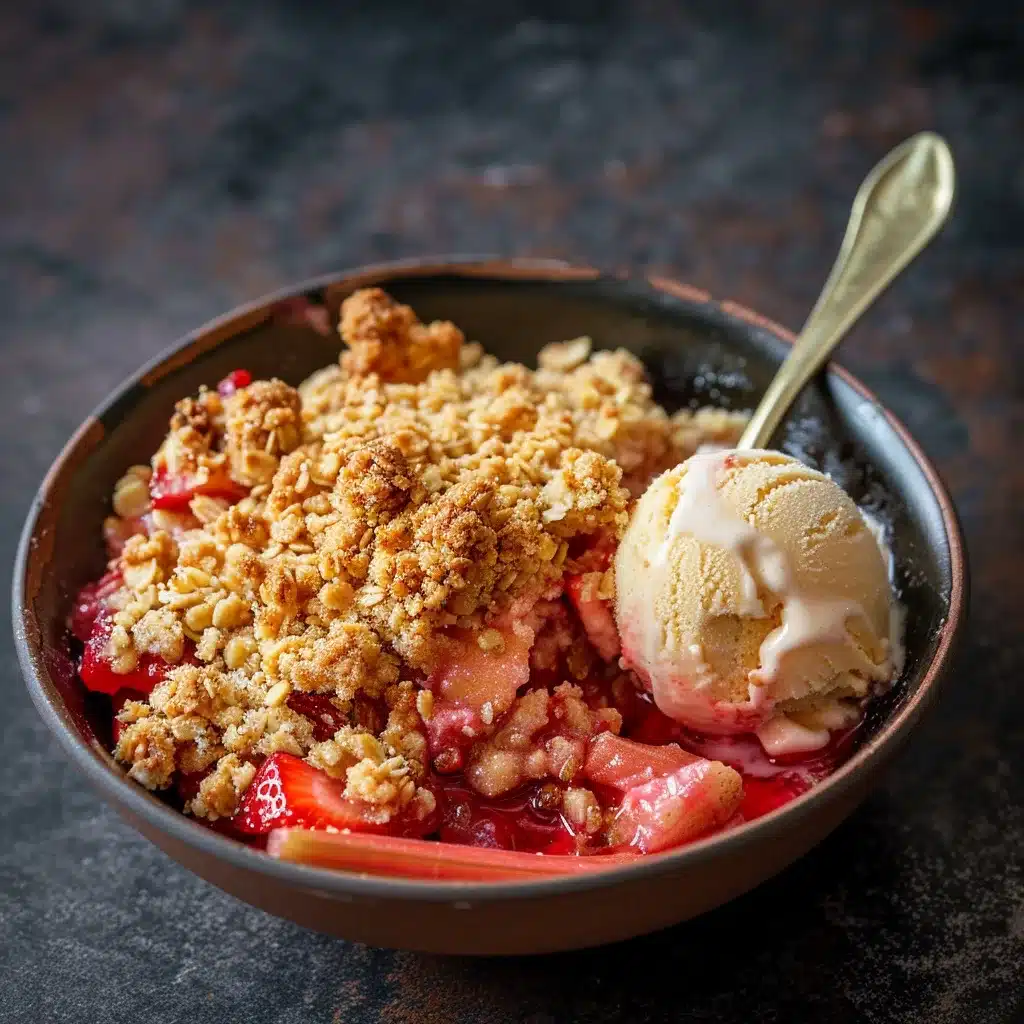 Easy Strawberry Rhubarb Crisp (Sweet & Tart Spring Dessert) Strawberry Rhubarb Crisp Warm strawberry rhubarb crisp served with vanilla ice cream