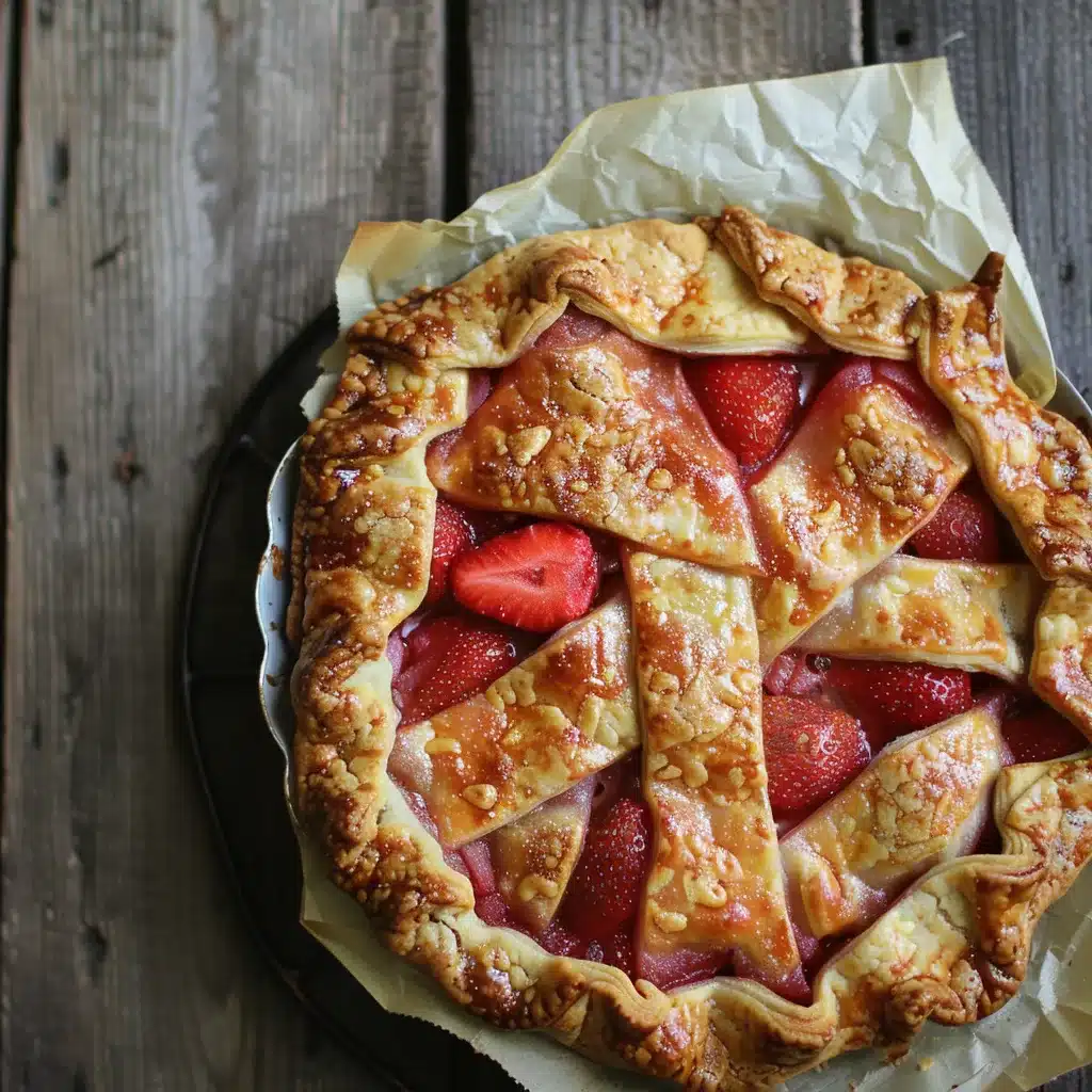 Strawberry rhubarb galette with flaky crust and fruit filling