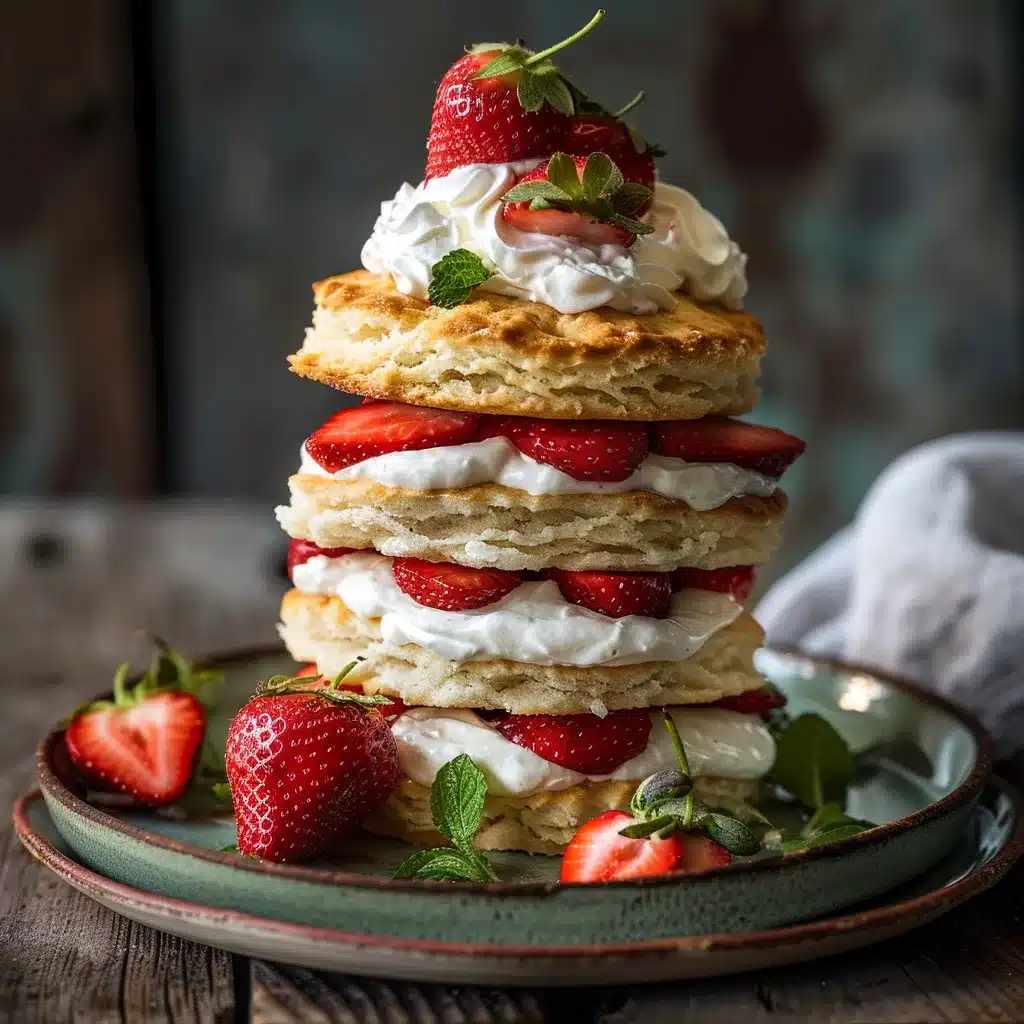 classic strawberry shortcake with biscuits strawberries and whipped cream